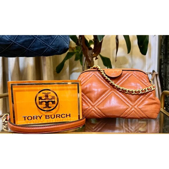 ♦️♦️ AUTHENTIC TORY BURCH BURNT ORANGE QUILTED FLEMING SOFT FRAMED HANDBAG!!! - Picture 2 of 10